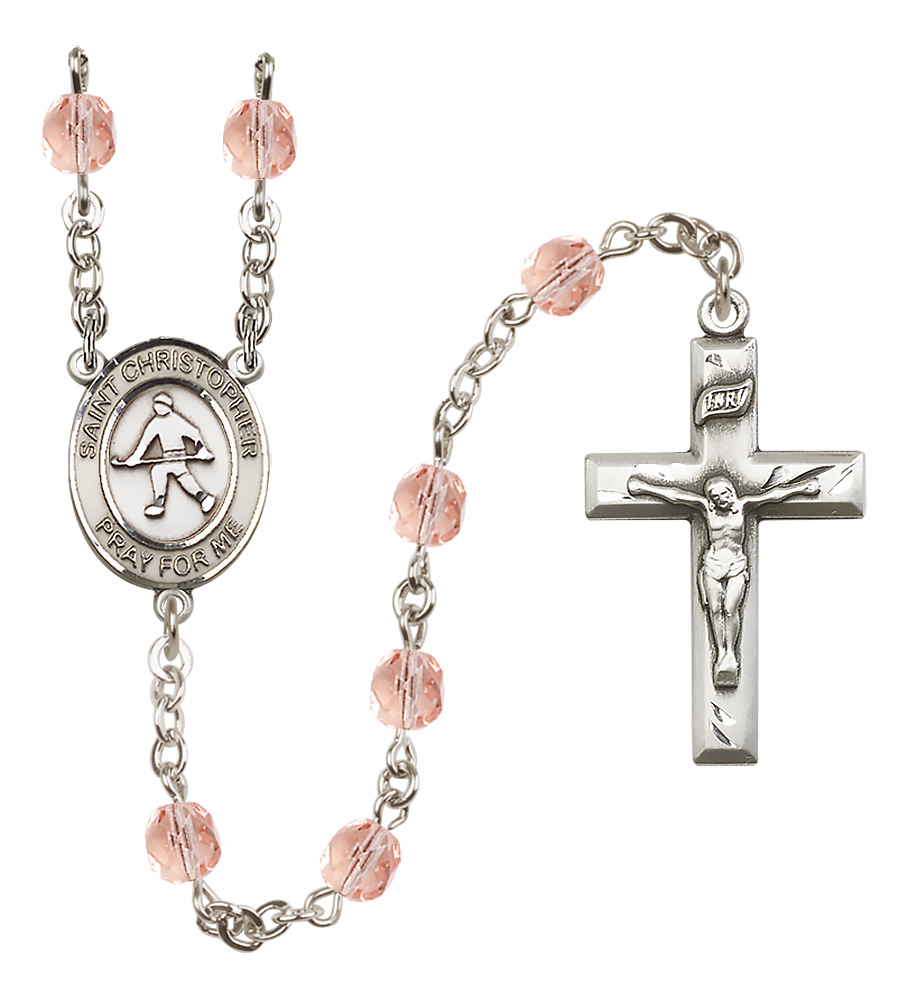 Saint Christopher Field Hockey R6000-8195 6mm Rosary Pink 196$